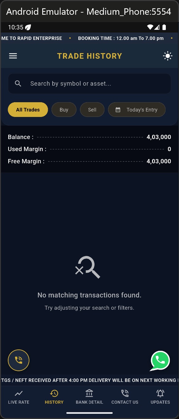 Rapid Gold Navigation Drawer Screen